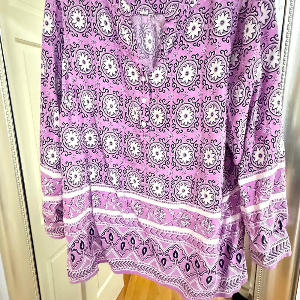 Talbots Lavender and White Patterned Blouse